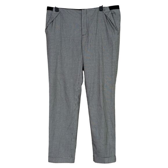 Zara Gingham Straight Leg Crop Slim Pant Ankle Fold Detail Pocket M Black White - Picture 14 of 16